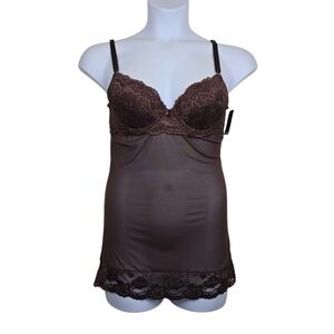 Rampage Womens Brown Lace Mesh Slip Size L NWT